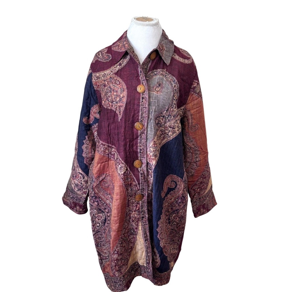 Mirasol Womens Vintage Boho Tapestry Jacket XL Art To Wear 90s Brocade Topper